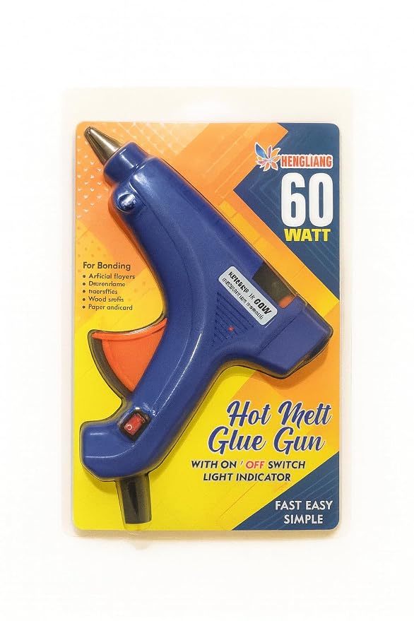 60W Hot Melt Glue Gun for DIY, Craft & Repairs – Fast Heating Glue Gun with On/Off Switch & Power Indicator Light