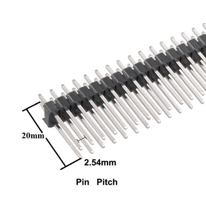 2×40 – 40 Pin Male Double Row Header Strip 20mm Height – 2.54mm Pitch