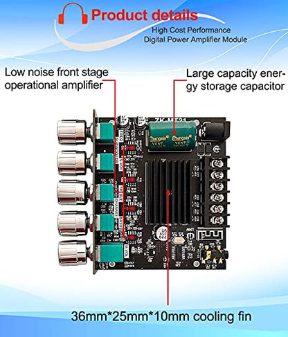 ZK-MT21 Bluetooth 5.0 Subwoofer Amplifier Board 50WX2+100W 2.1 Channel Power Audio Stereo Amplifier Tone Board Bass AMP AUX