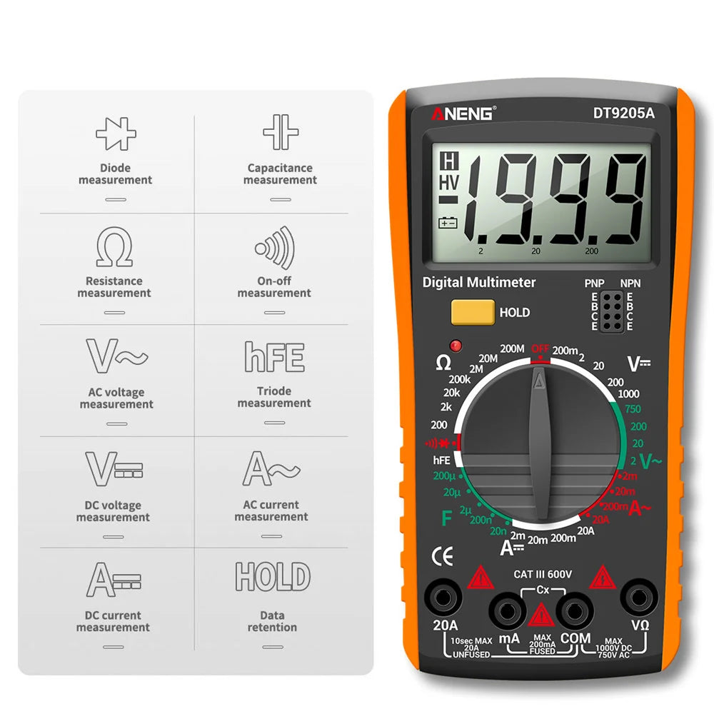 aneng-dt9205a-multifunctional-hd-digital-true-rms-multimeter-ac-dc-voltage-meter-orange
