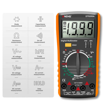 aneng-dt9205a-multifunctional-hd-digital-true-rms-multimeter-ac-dc-voltage-meter-orange