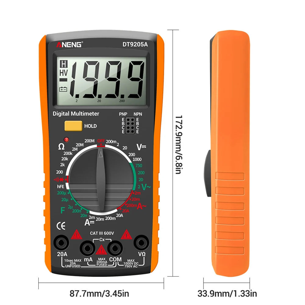 aneng-dt9205a-multifunctional-hd-digital-true-rms-multimeter-ac-dc-voltage-meter-orange