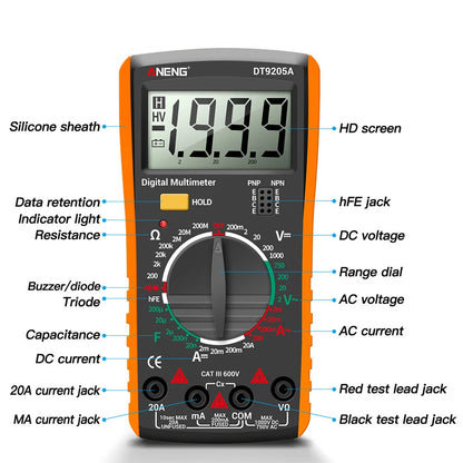 aneng-dt9205a-multifunctional-hd-digital-true-rms-multimeter-ac-dc-voltage-meter-orange