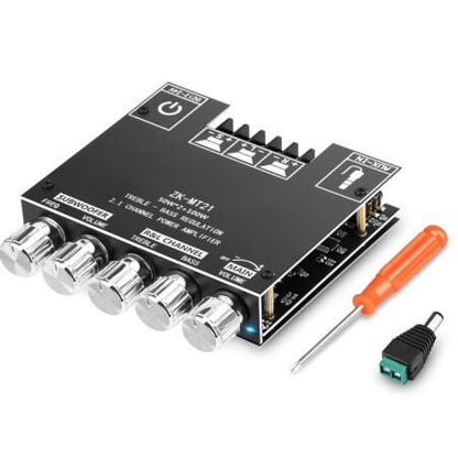 ZK-MT21 Bluetooth 5.0 Subwoofer Amplifier Board 50Wx2+100W 2.1 Channel Power Audio Stereo Amplifier Tone Board Bass AMP AUX