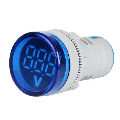 BLUE Round Voltmeter 0-30V