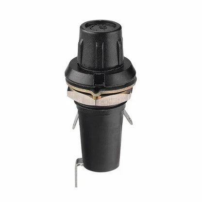 ELCOM FH1-1R-03 Black Panel Mount Fuse Holder for 5×20mm Fuse (Screw Cap, 6.3A 250V AC)