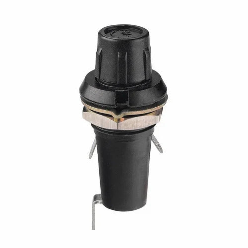 ELCOM FH1-1R-03 Black Panel Mount Fuse Holder for 5×20mm Fuse (Screw Cap, 6.3A 250V AC)