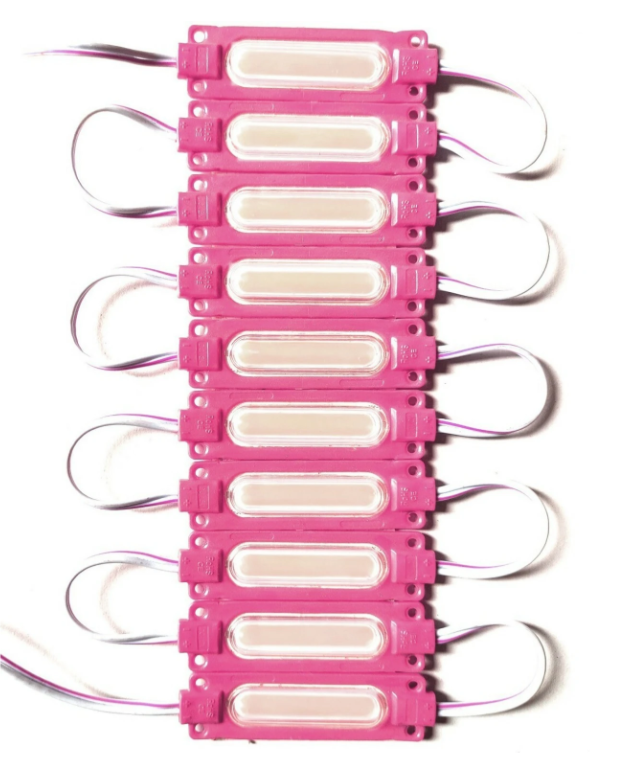 Pack of 10(Pink)- 2.4W Capsule LED Water-Proof Self Adhesive Module Interior Light Motorbike