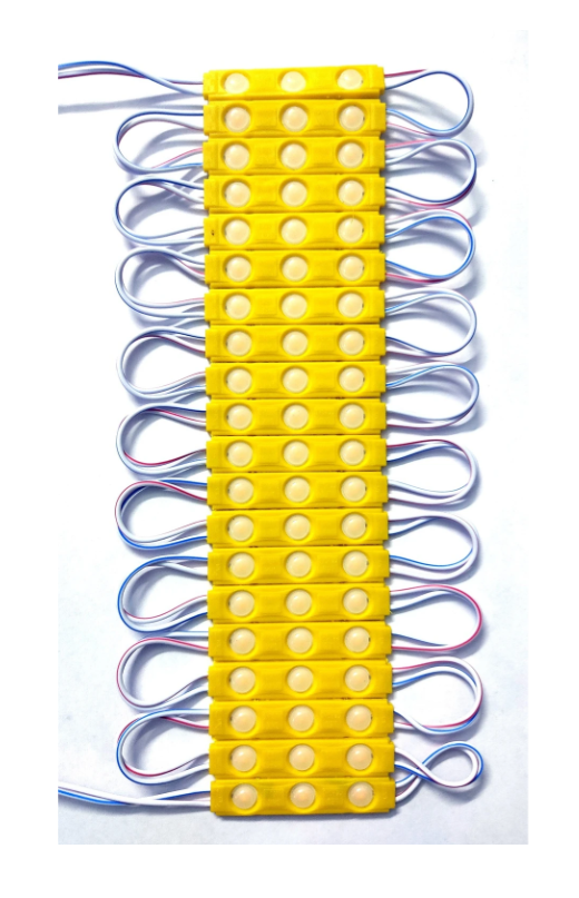 20 Pieces {YELLOW} 12Volt 1.5 Watt DC Optical Lens 3 LED Module Lamp Decoration Light Electronic Hobby Kit