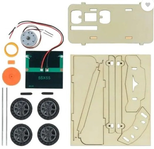 Wooden DIY Solar Panel Car Learning Toy Science Kit