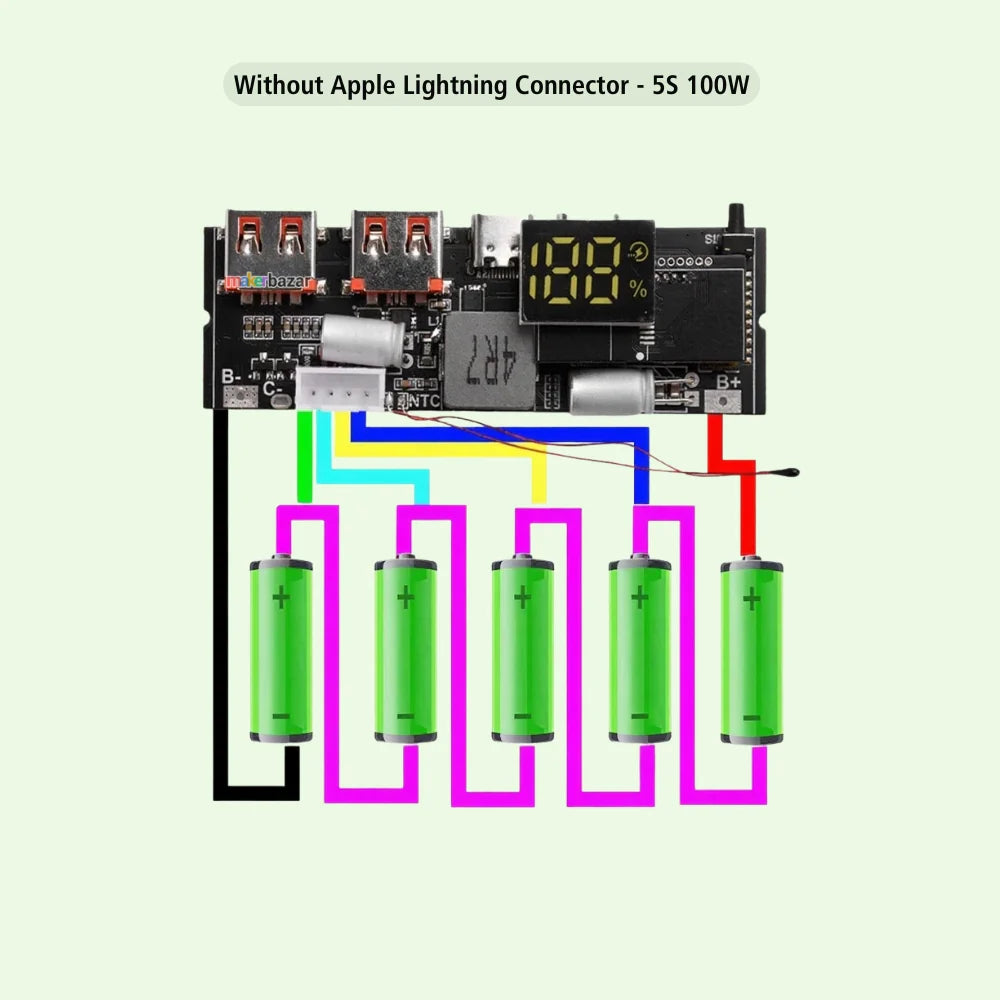 4S/5S 65W 100W 4/6 Port Two Way Fast Charging Power Bank Module Circuit Board
