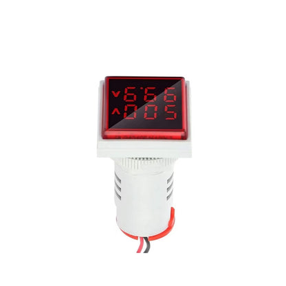 Red AC60-500V 0-100A 22mm AD16-22FSV Square Cover LED Voltage/Current Dual Display Indicator with Transformer
