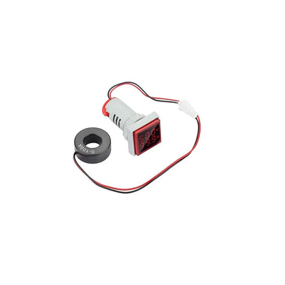Red AC60-500V 0-100A 22mm AD16-22FSV Square Cover LED Voltage/Current Dual Display Indicator with Transformer