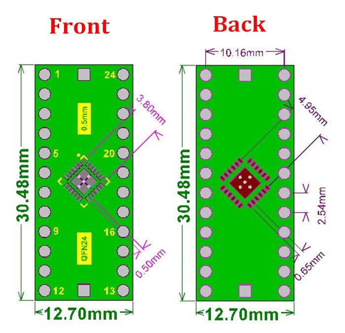QFN24 to DIP Adapter Board